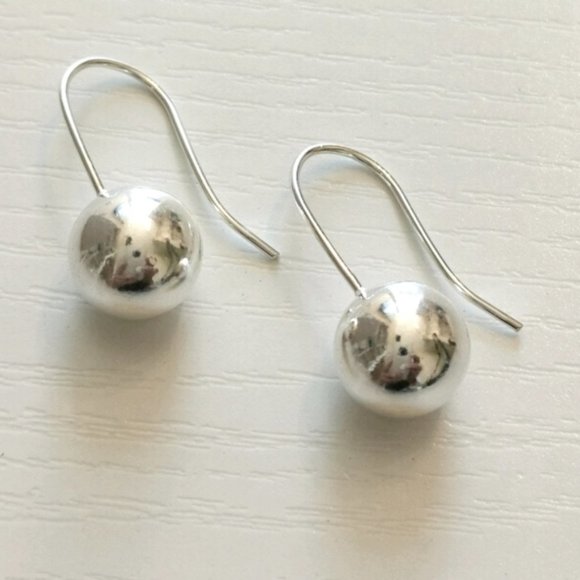 Sterling Silver bead ball drop earrings 10mm 🆕 - Picture 6 of 10